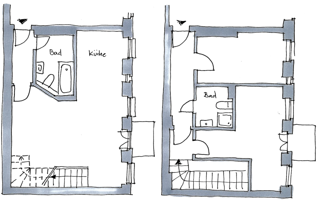 Grundriss Maisonette Immi 20 QG 1. und 2. OG